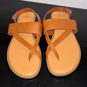 Time and Tru Women's Brown Cross-Strap Sandals